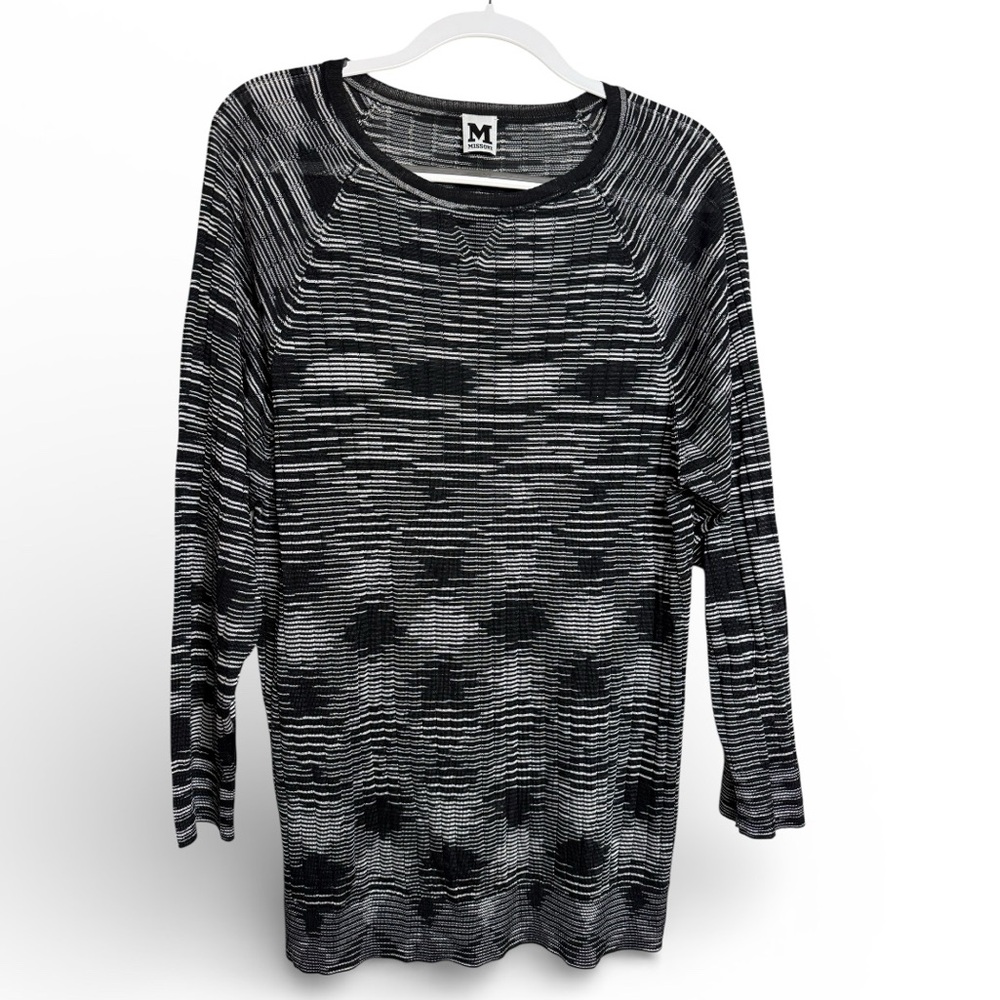 M by Missoni Black and White Striped Knit Sweater